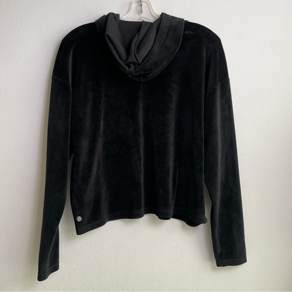 Nordstrom ZELLA black oversized boxy relaxed cropped velour hoodie sweatshirt S - Picture 3 of 12
